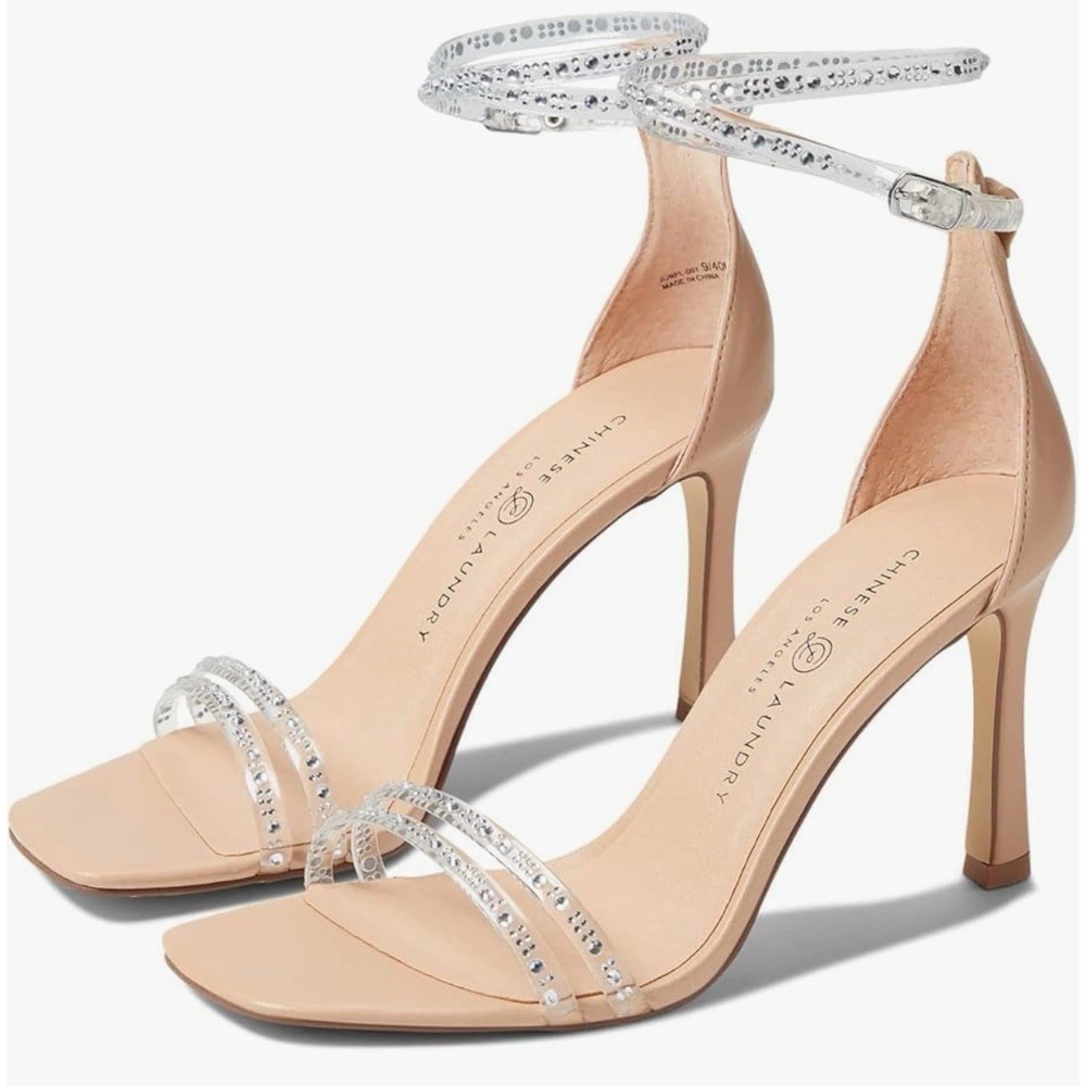 Chinese Laundry January Clear Rhinestone Ankle Strap Heels Size US 8 - Picture 1 of 8